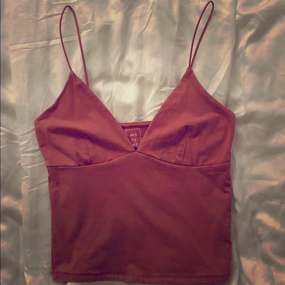 Me to We XS deep V neck straps pink tank